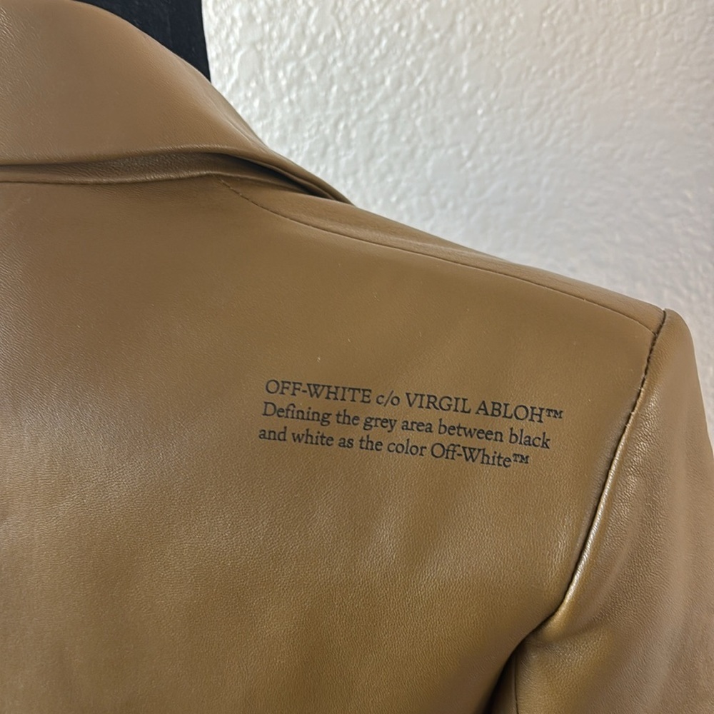 2013 100% Authentic OFF-WHITE Virgil Abloh Leather Blazer Jacket Military Green - Picture 10 of 16